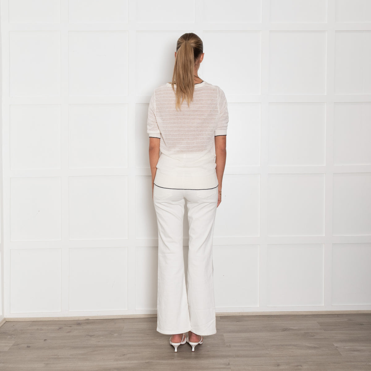 Cove White Cotton Blend Knit Short Sleeve Top