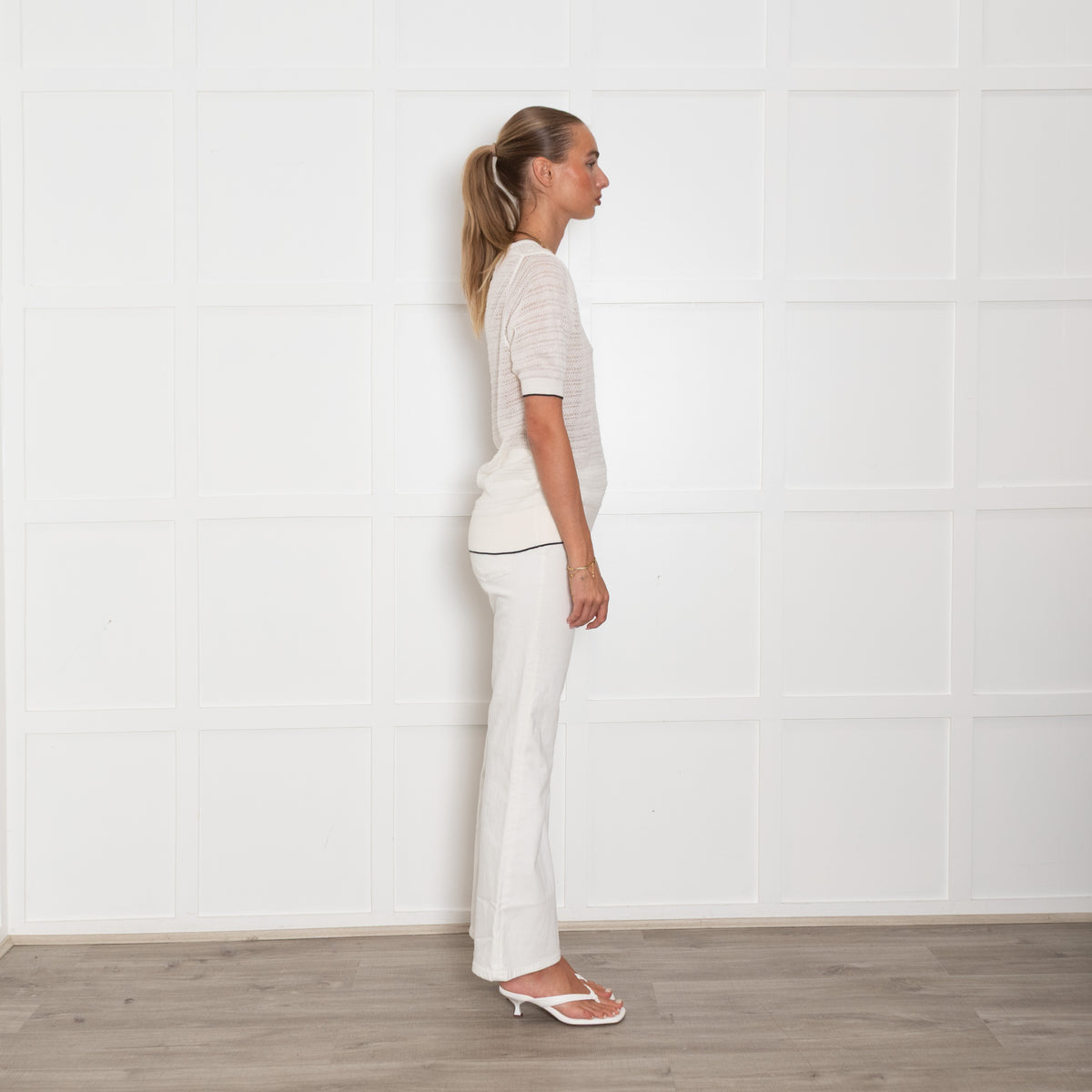 Cove White Cotton Blend Knit Short Sleeve Top