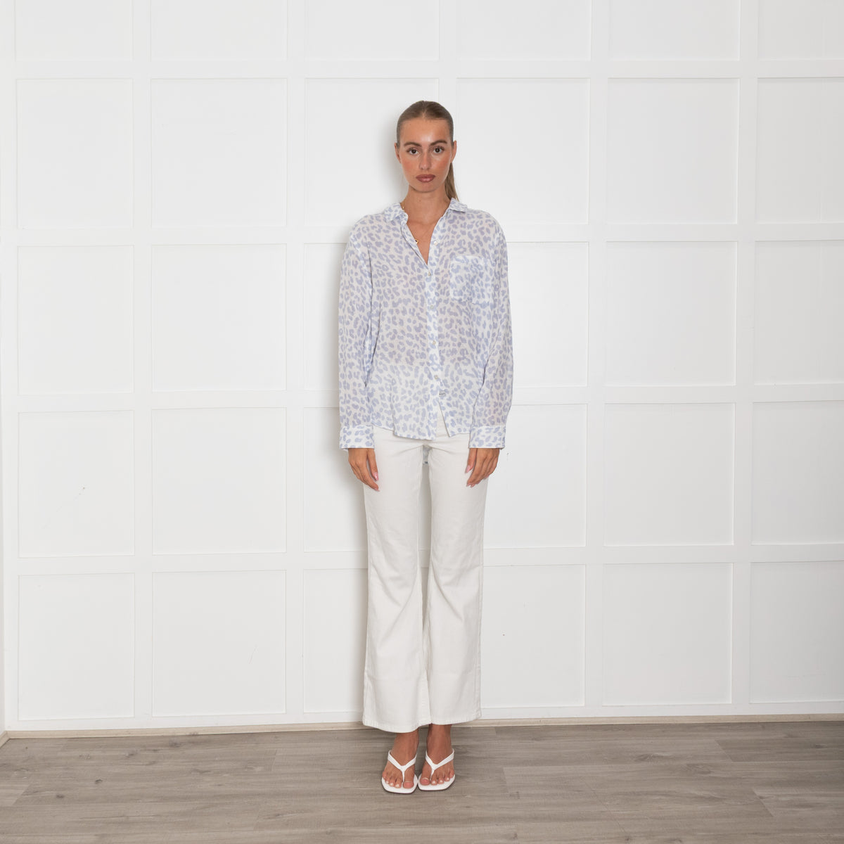 Rails White Lilac Animal Print Cotton Shirt