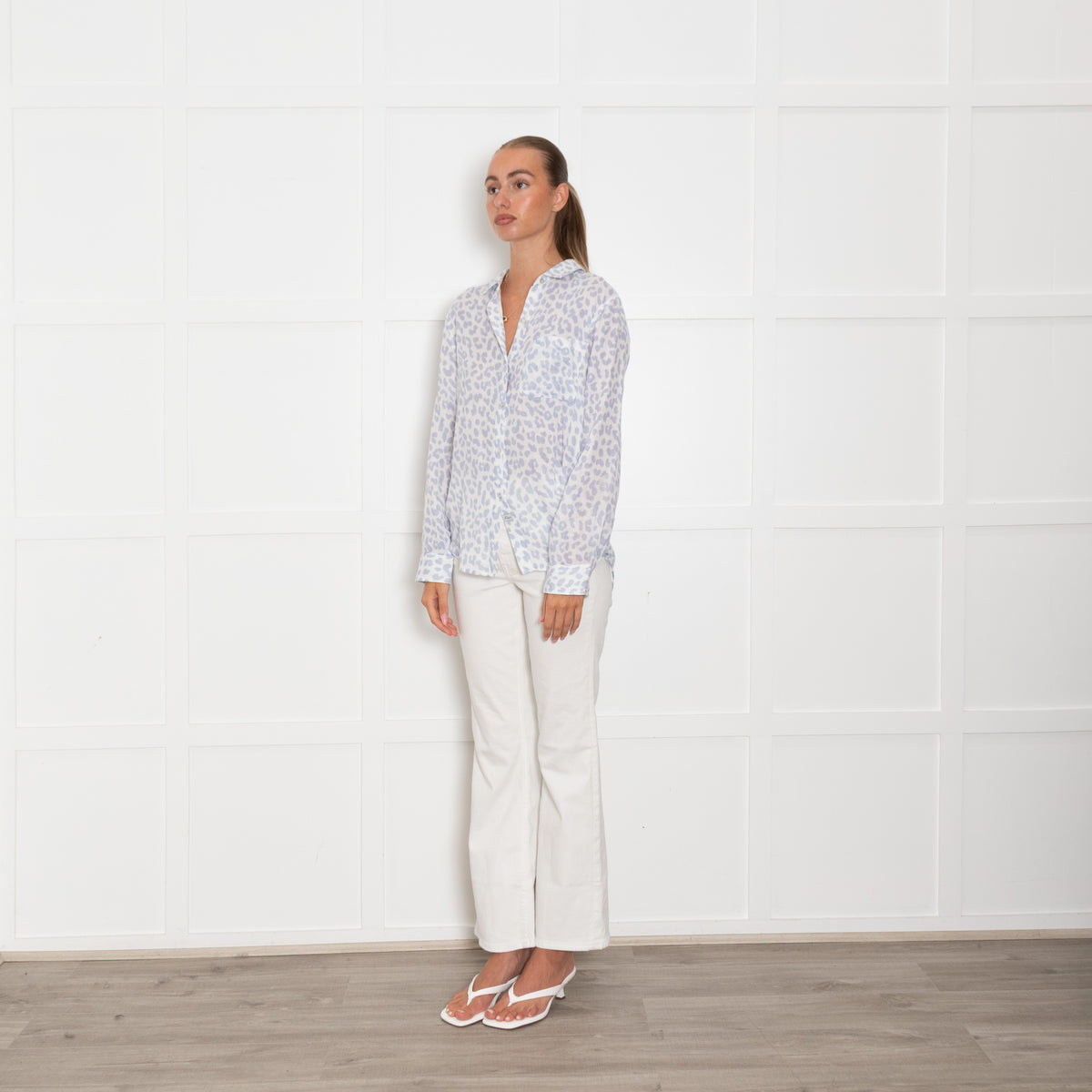 Rails White Lilac Animal Print Cotton Shirt