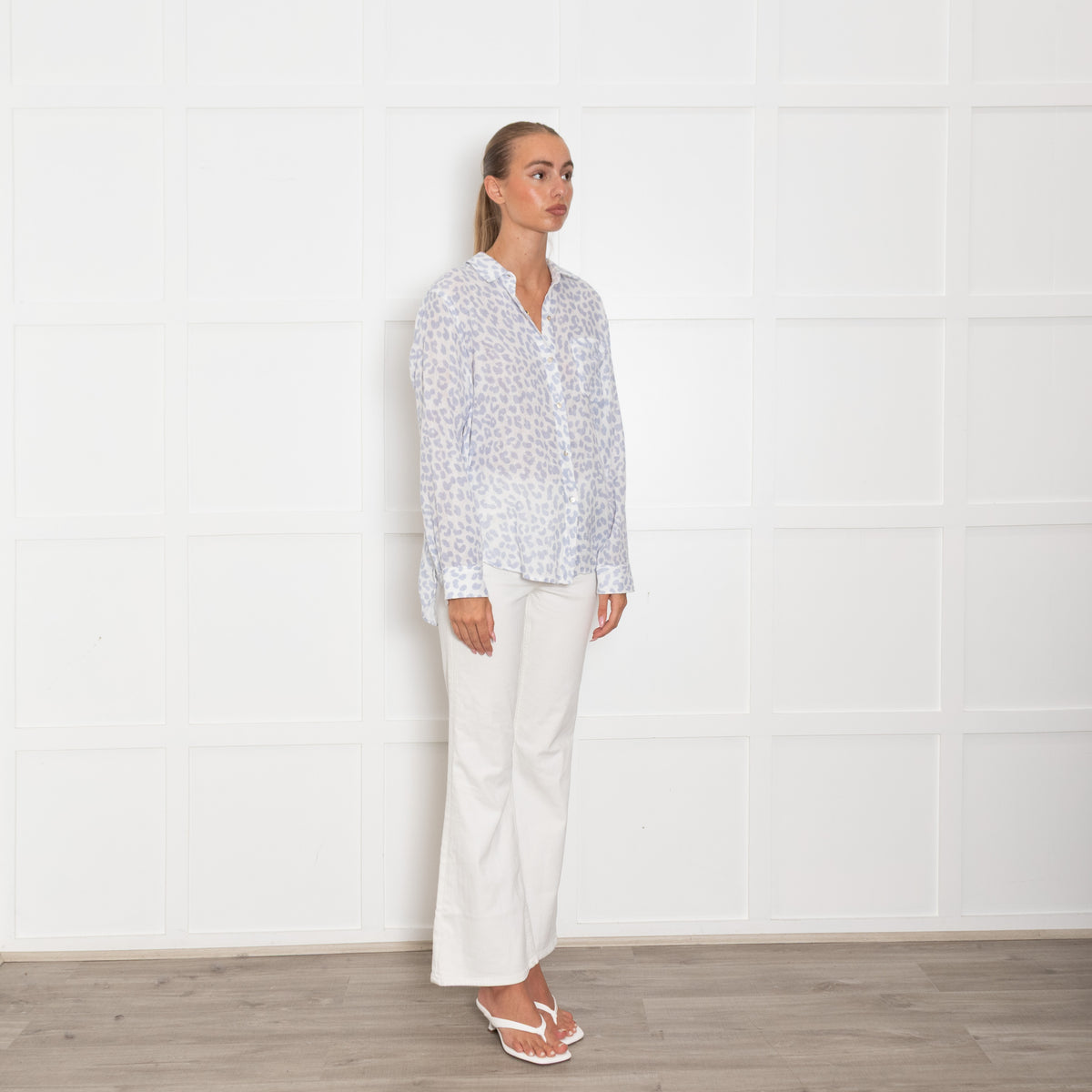 Rails White Lilac Animal Print Cotton Shirt