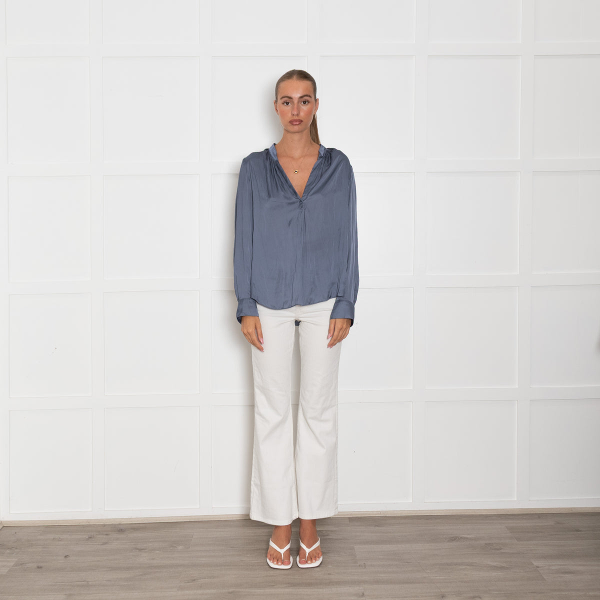 Zadig & Voltaire Preloved Blue V-Neck Long Sleeve Top