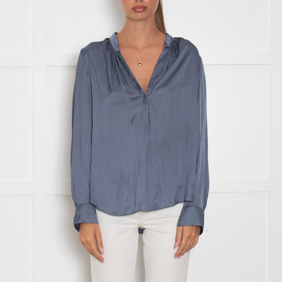 Zadig & Voltaire Preloved Blue V-Neck Long Sleeve Top