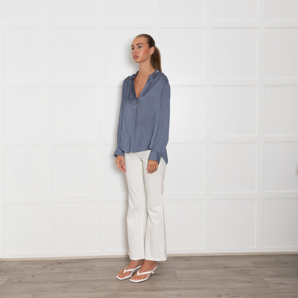 Zadig & Voltaire Preloved Blue V-Neck Long Sleeve Top