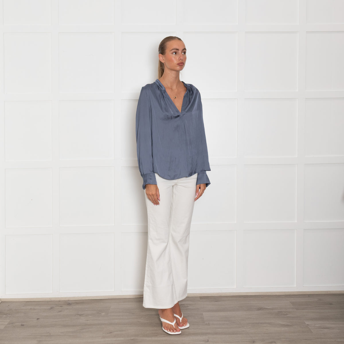 Zadig & Voltaire Preloved Blue V-Neck Long Sleeve Top