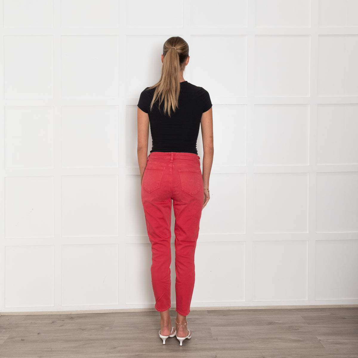 L'Agence Red Denim Stretchy Slim Leg Jeans