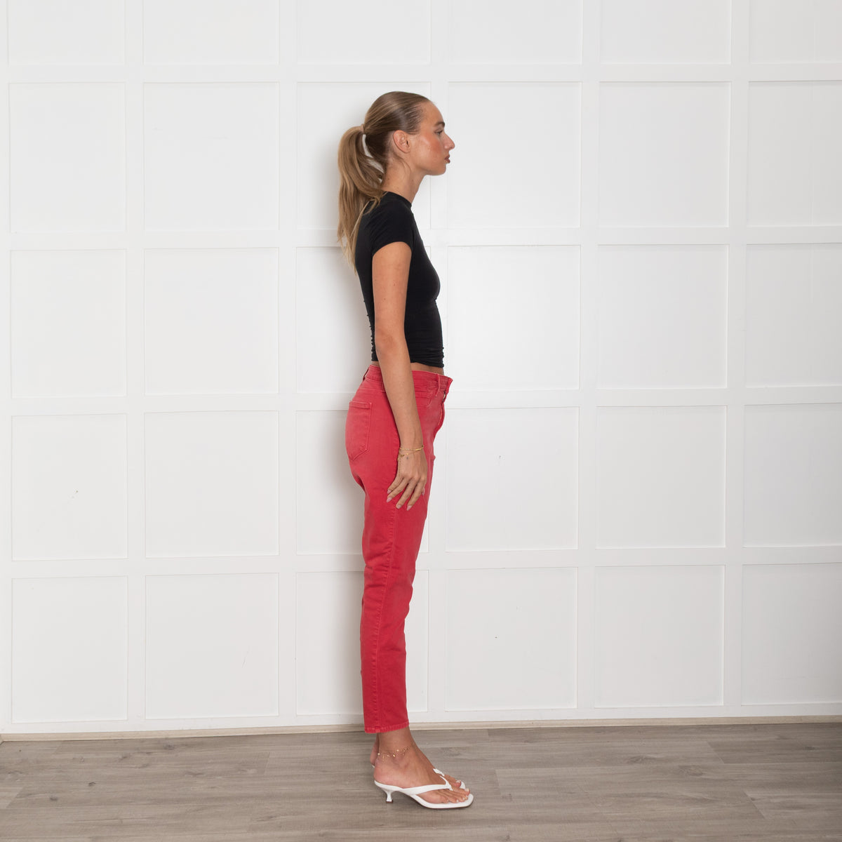 L'Agence Red Denim Stretchy Slim Leg Jeans