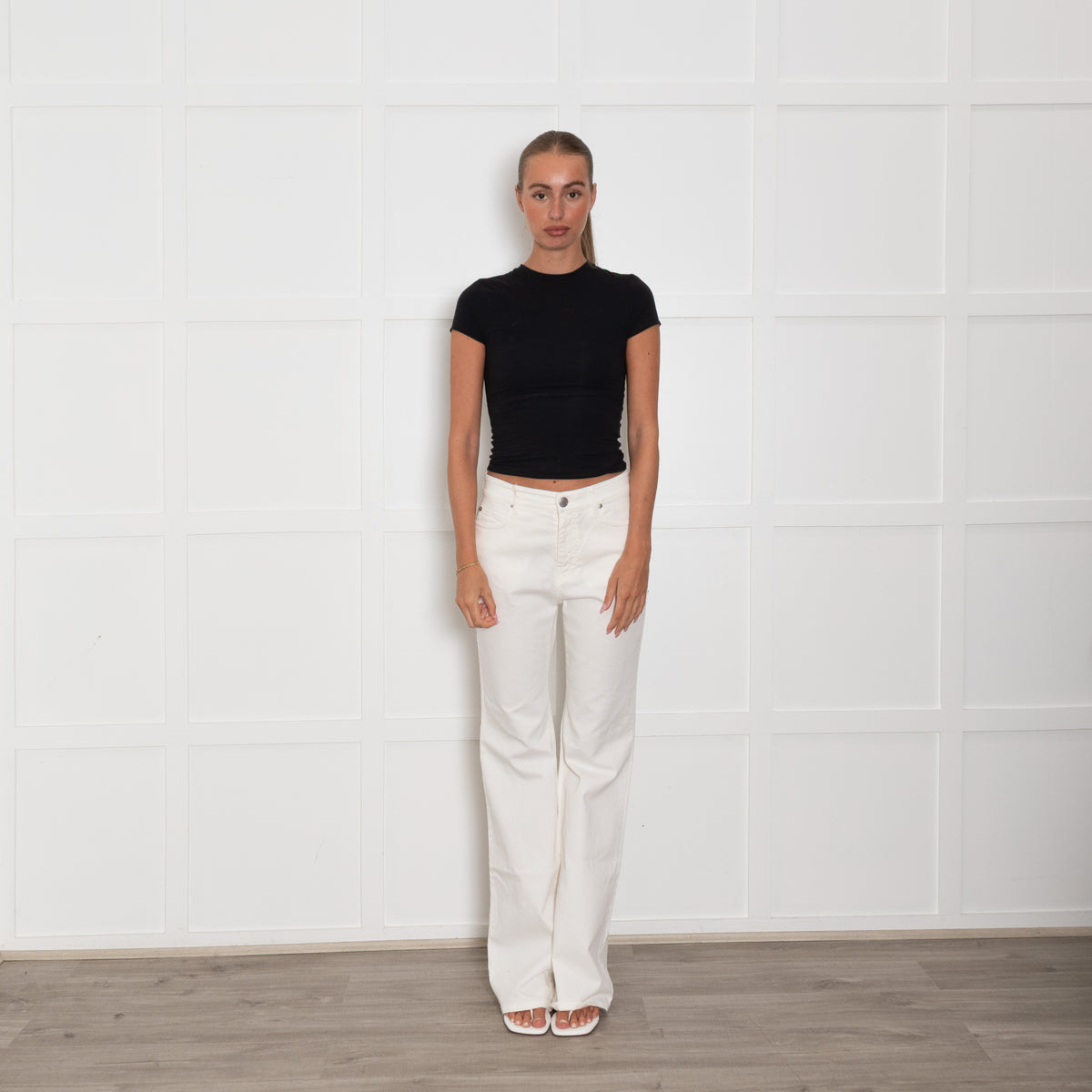 Weekend Max Mara Cream Denim Wide Leg Jeans