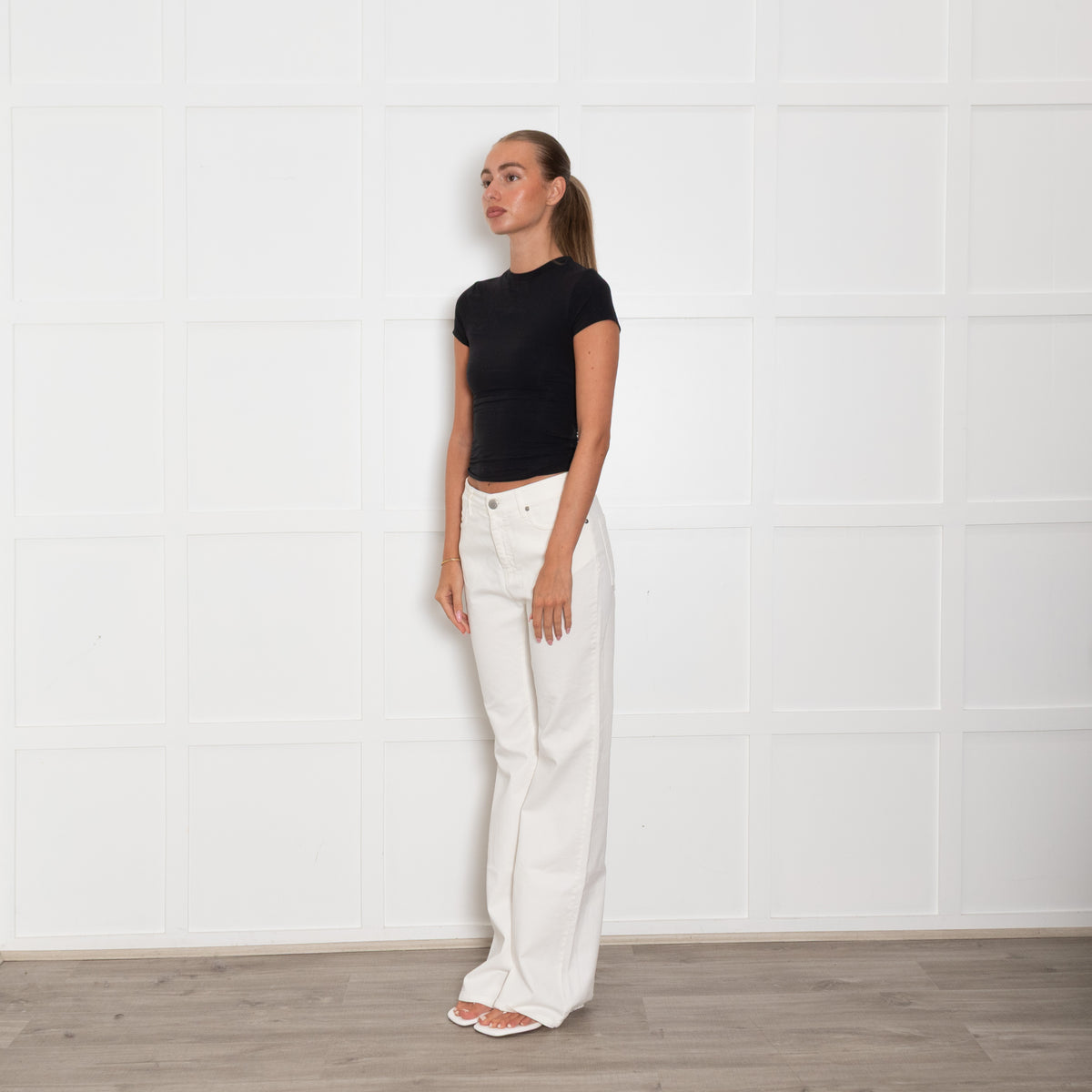 Weekend Max Mara Cream Denim Wide Leg Jeans