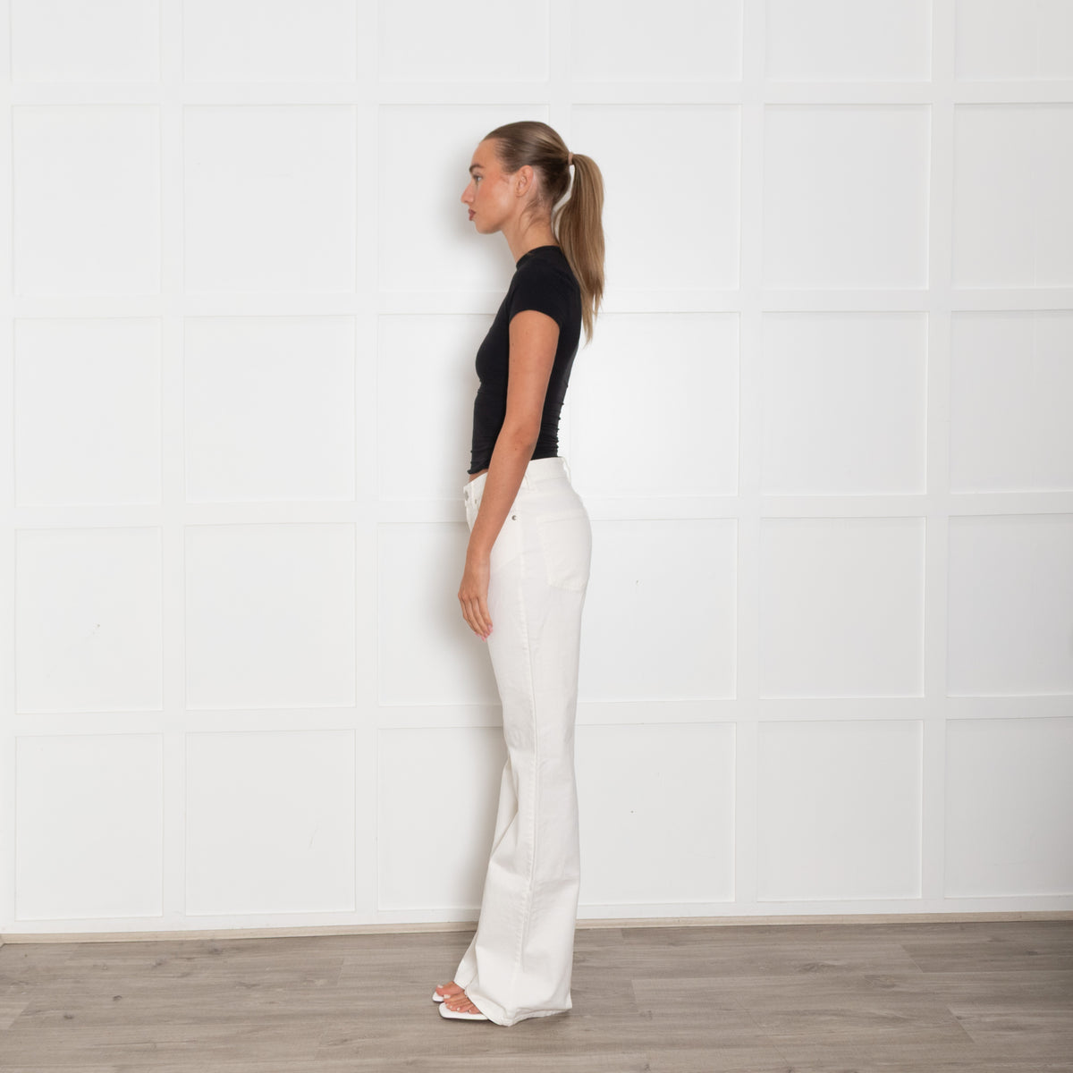Weekend Max Mara Cream Denim Wide Leg Jeans