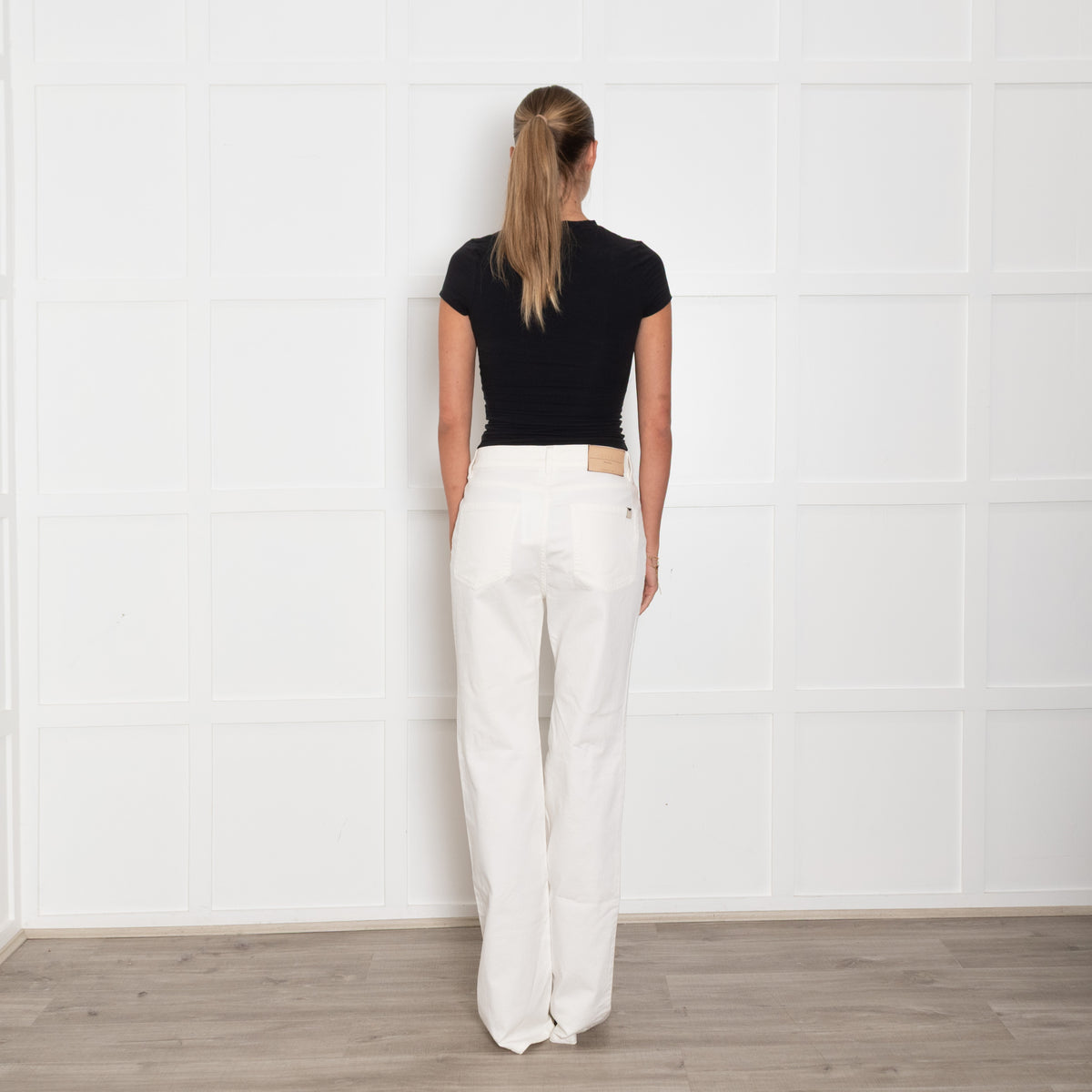 Weekend Max Mara Cream Denim Wide Leg Jeans