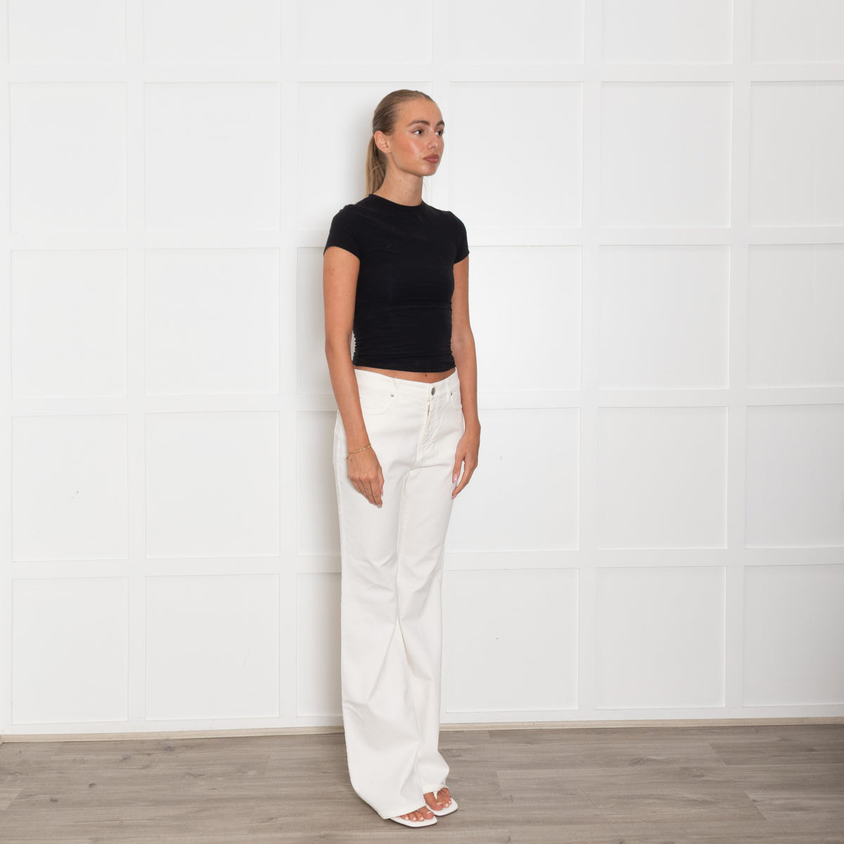 Weekend Max Mara Cream Denim Wide Leg Jeans