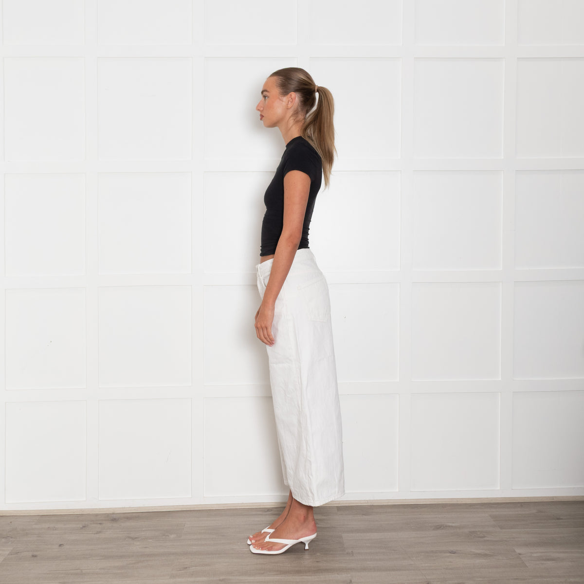 Me + Em White Wide Leg Cropped Jeans