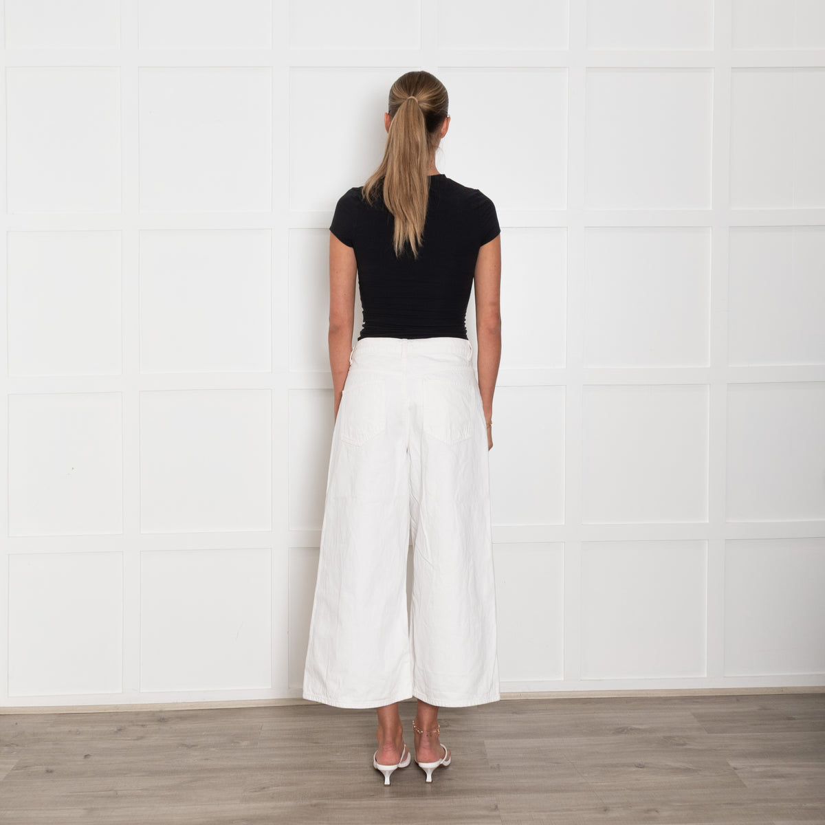 Me + Em White Wide Leg Cropped Jeans