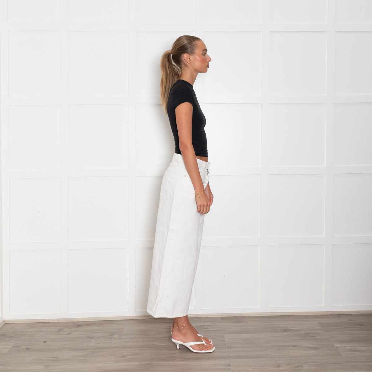 Me + Em White Wide Leg Cropped Jeans
