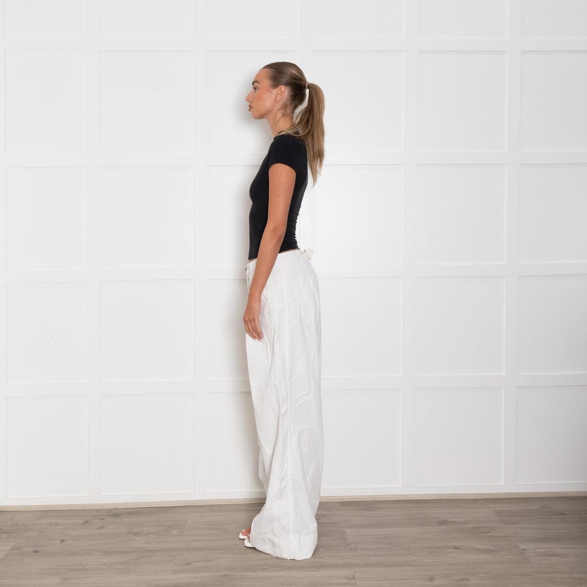 Me + Em White Cotton Oversized Trousers