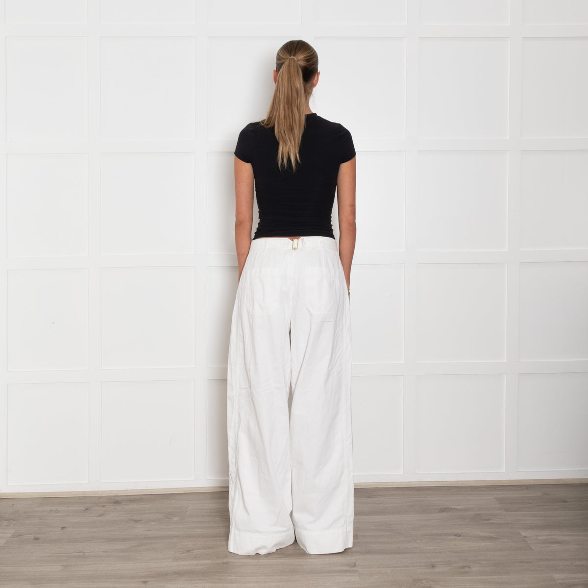 Me + Em White Cotton Oversized Trousers