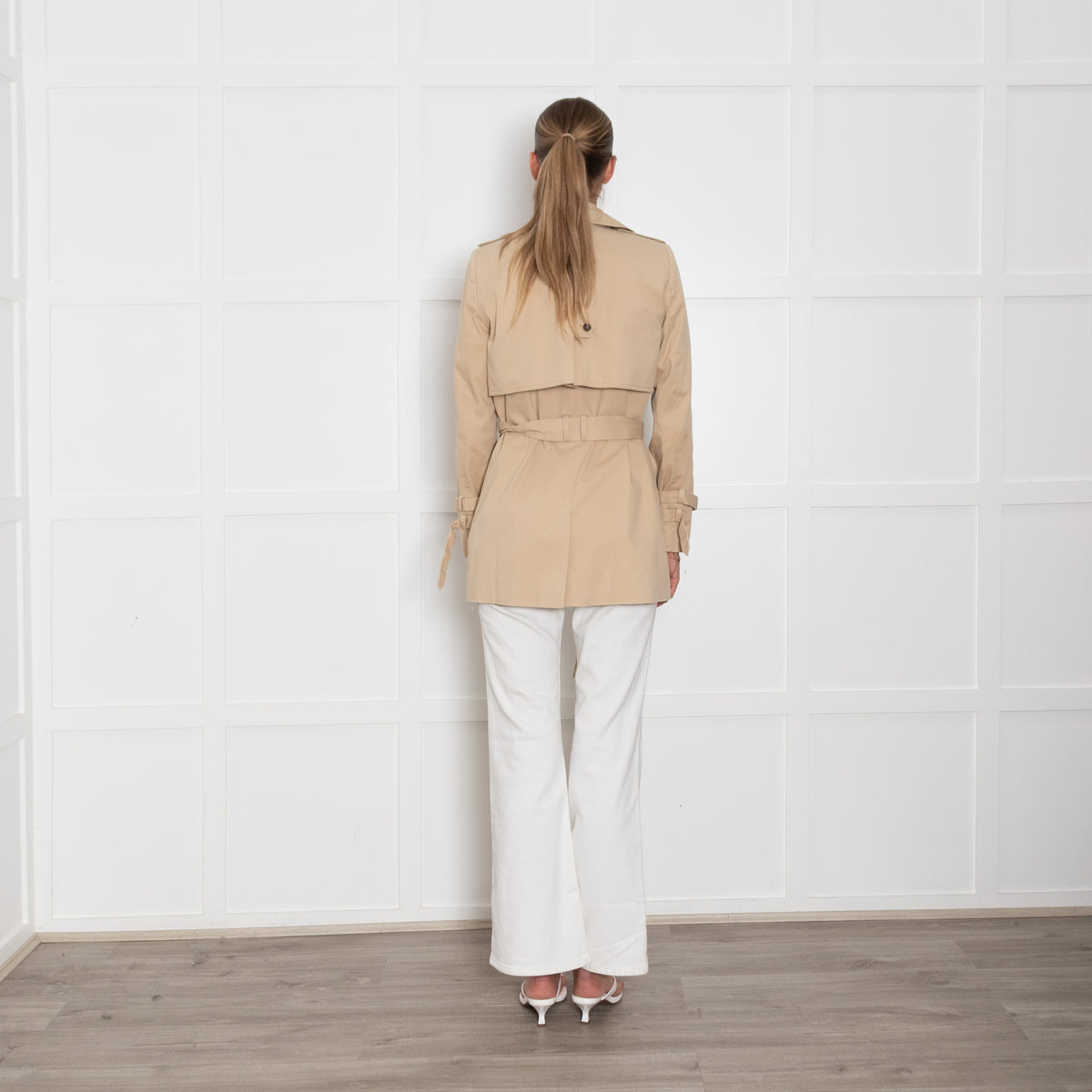 BA&SH Beige Short Trench Coat With Belt