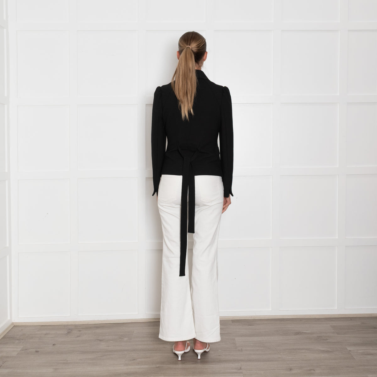 Me+Em Black Jacket With White Buttons And Belt