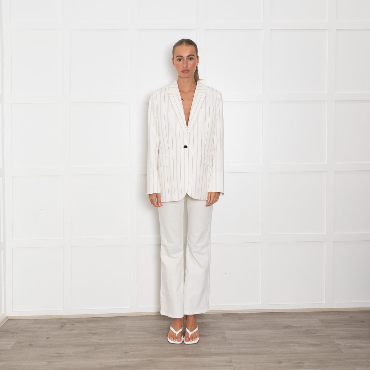 Me + Em Cream Pin Stripe Jacket