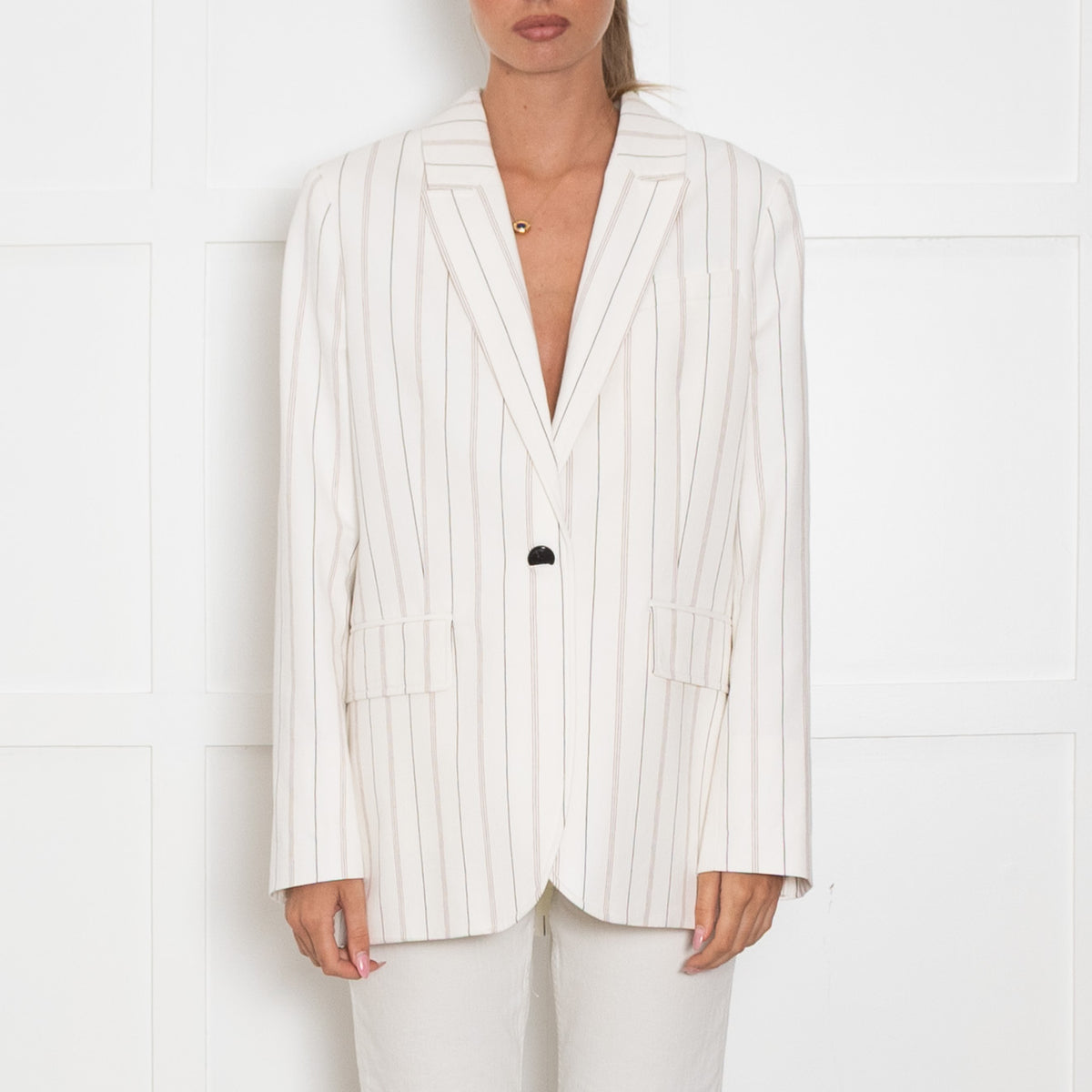 Me + Em Cream Pin Stripe Jacket