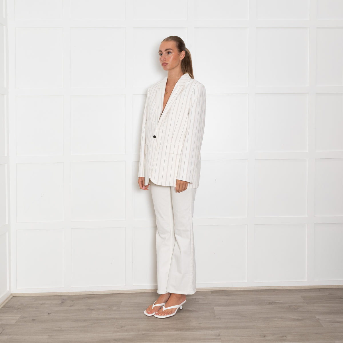 Me + Em Cream Pin Stripe Jacket