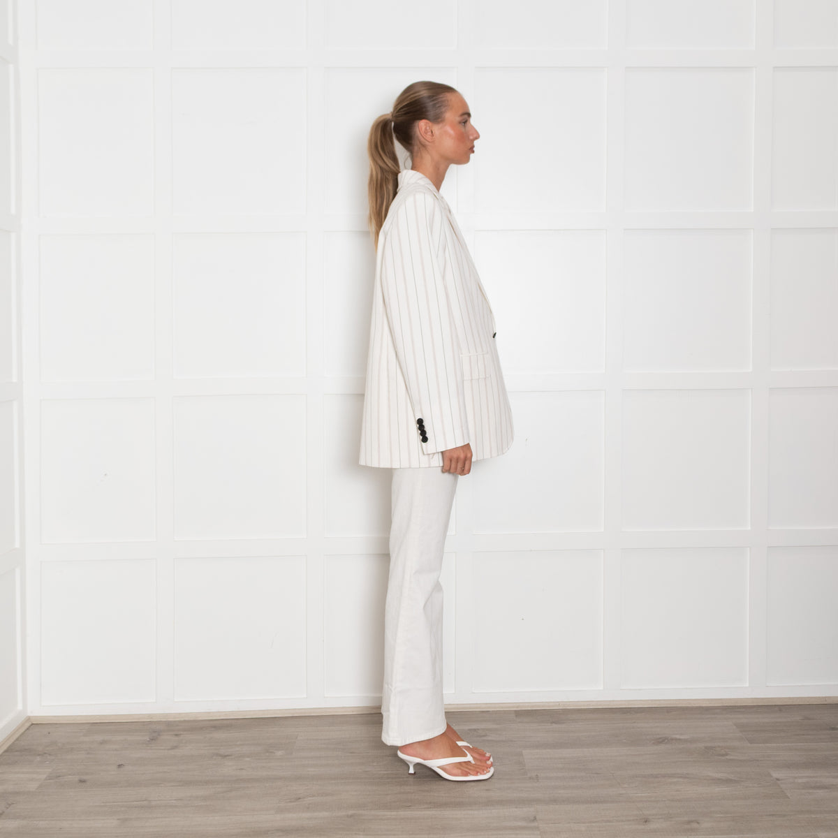 Me + Em Cream Pin Stripe Jacket