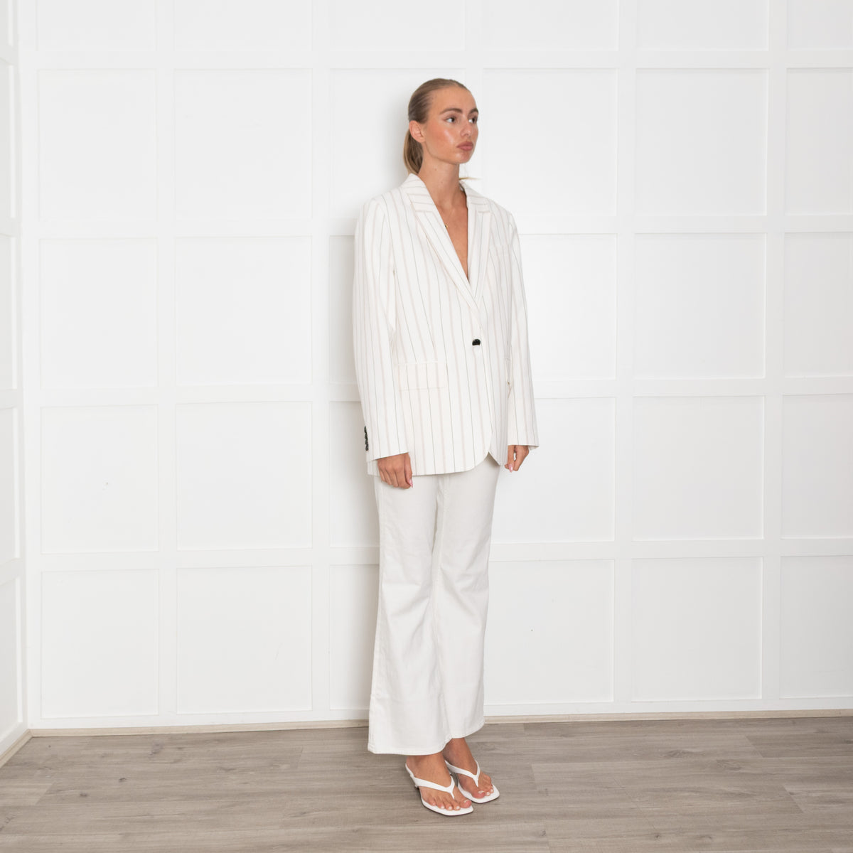 Me + Em Cream Pin Stripe Jacket