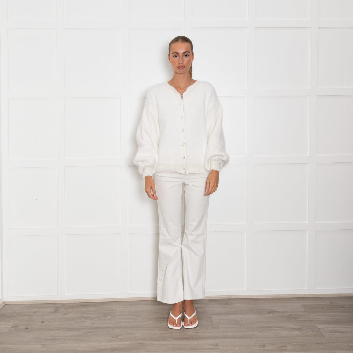 Vita Grace Kasandra Ivory Cardigan With Pearl Buttons