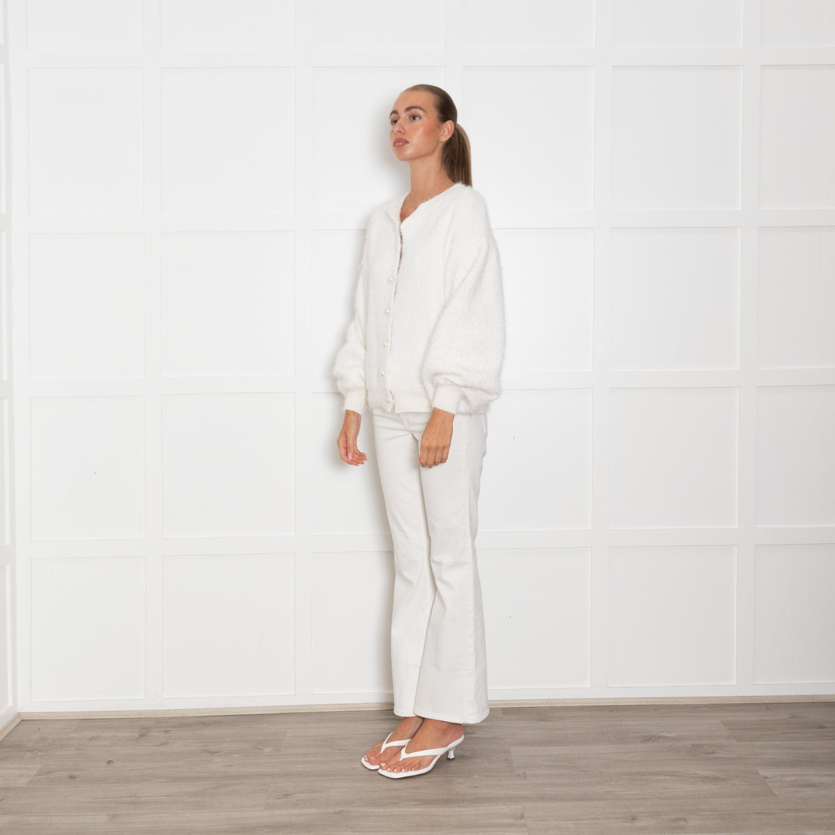 Vita Grace Kasandra Ivory Cardigan With Pearl Buttons