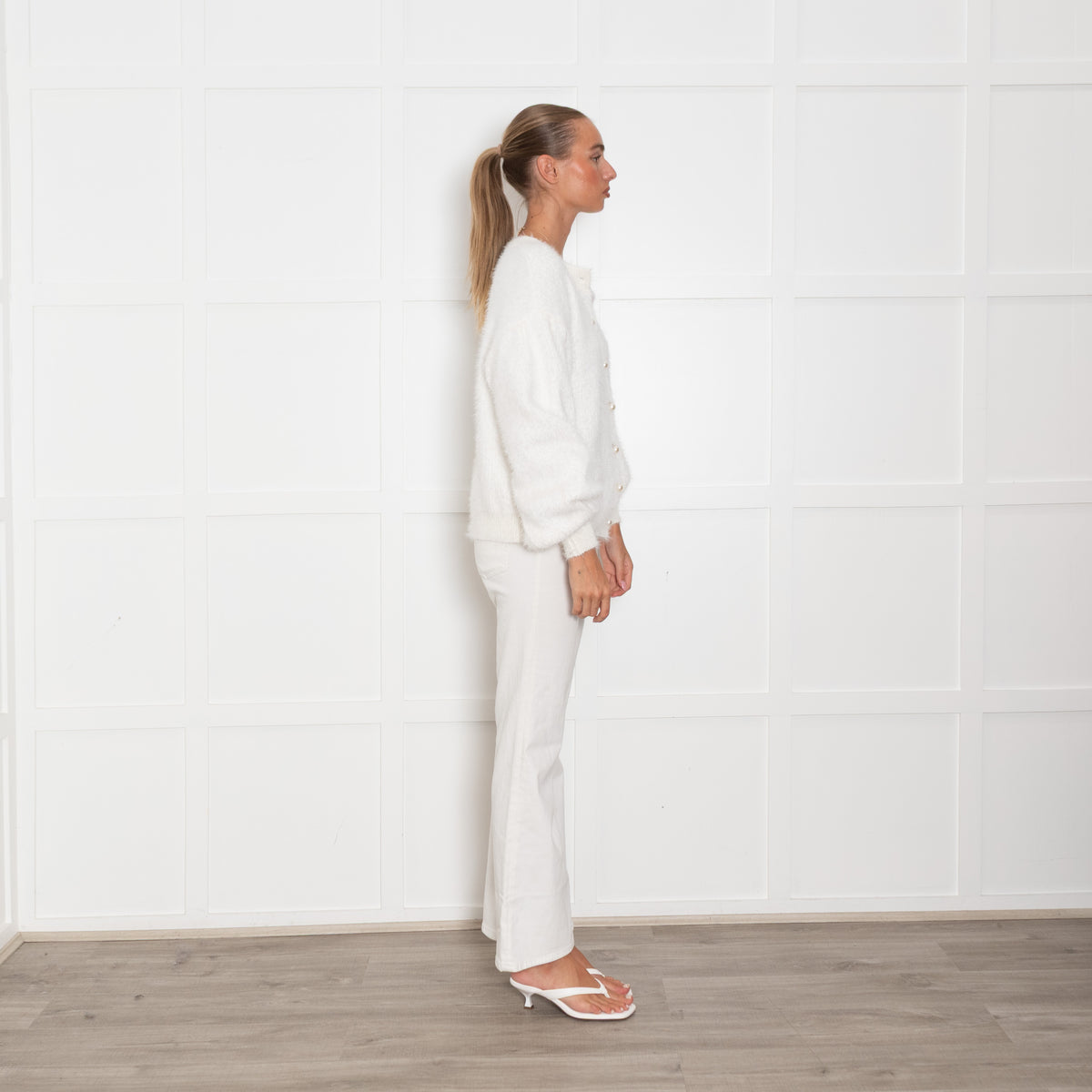Vita Grace Kasandra Ivory Cardigan With Pearl Buttons