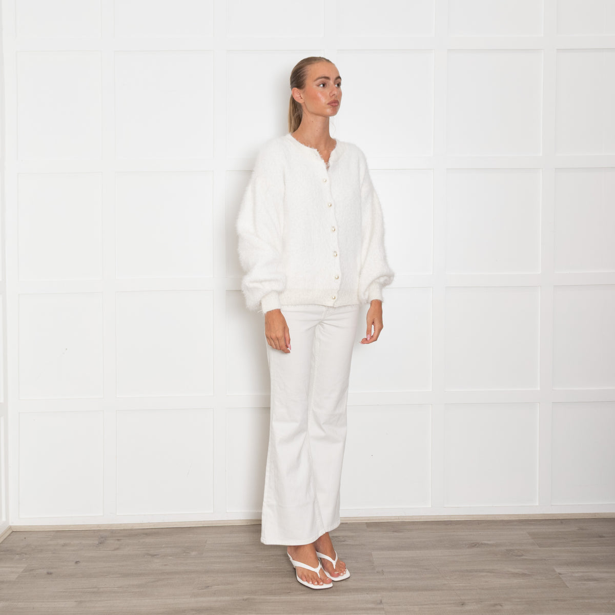 Vita Grace Kasandra Ivory Cardigan With Pearl Buttons