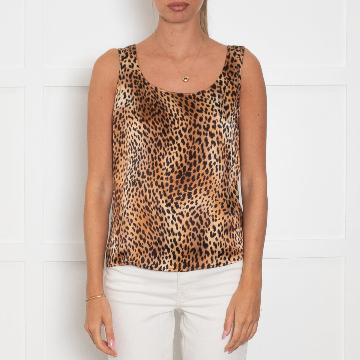 St John Leopard Silk Camisole Top
