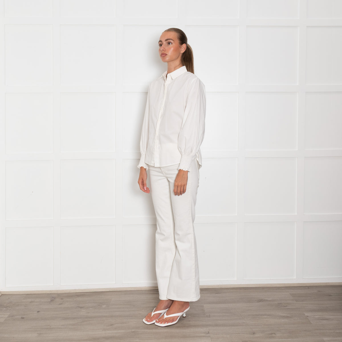 Ba&sh White Smock Cuff Collared Shirt