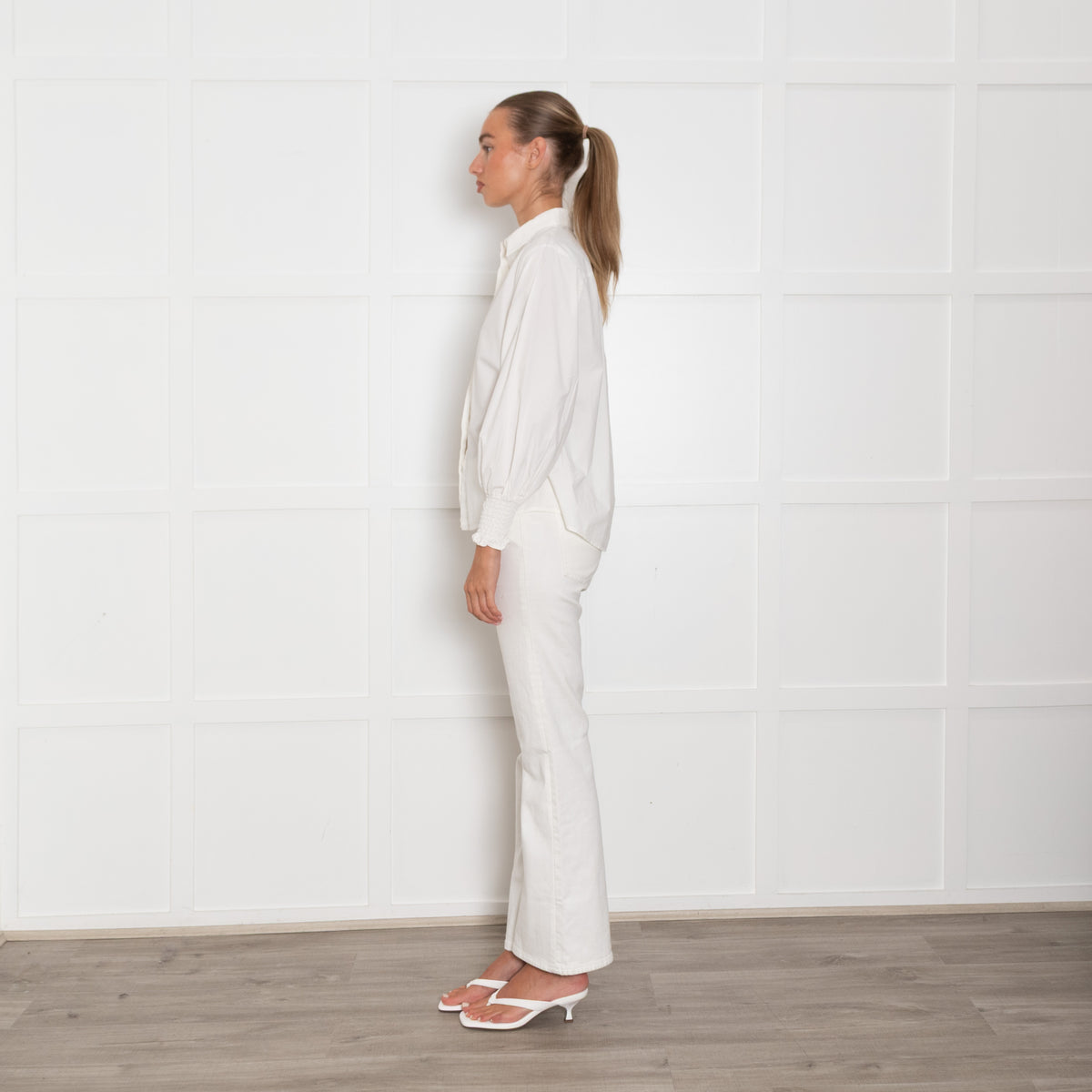 Ba&sh White Smock Cuff Collared Shirt