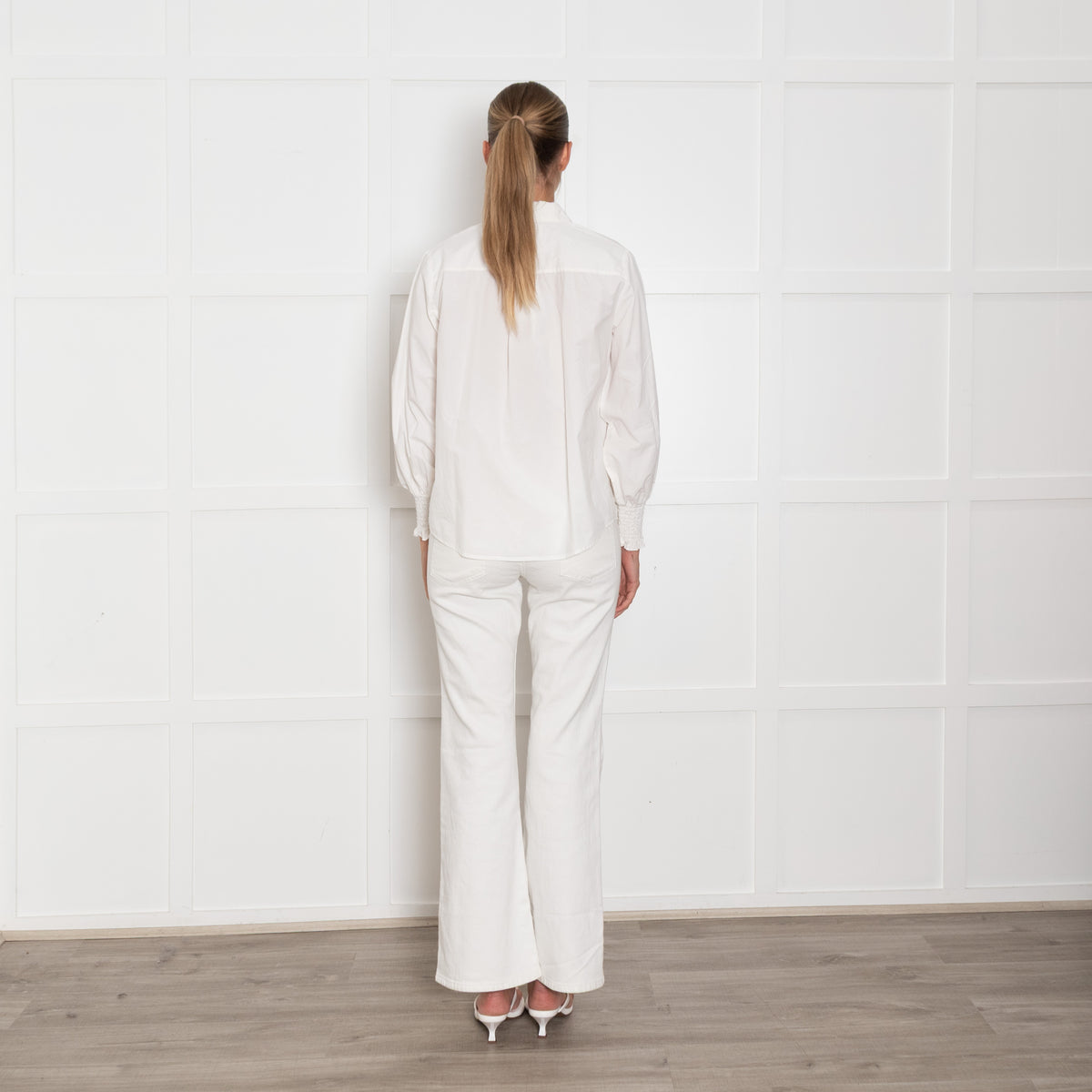 Ba&sh White Smock Cuff Collared Shirt