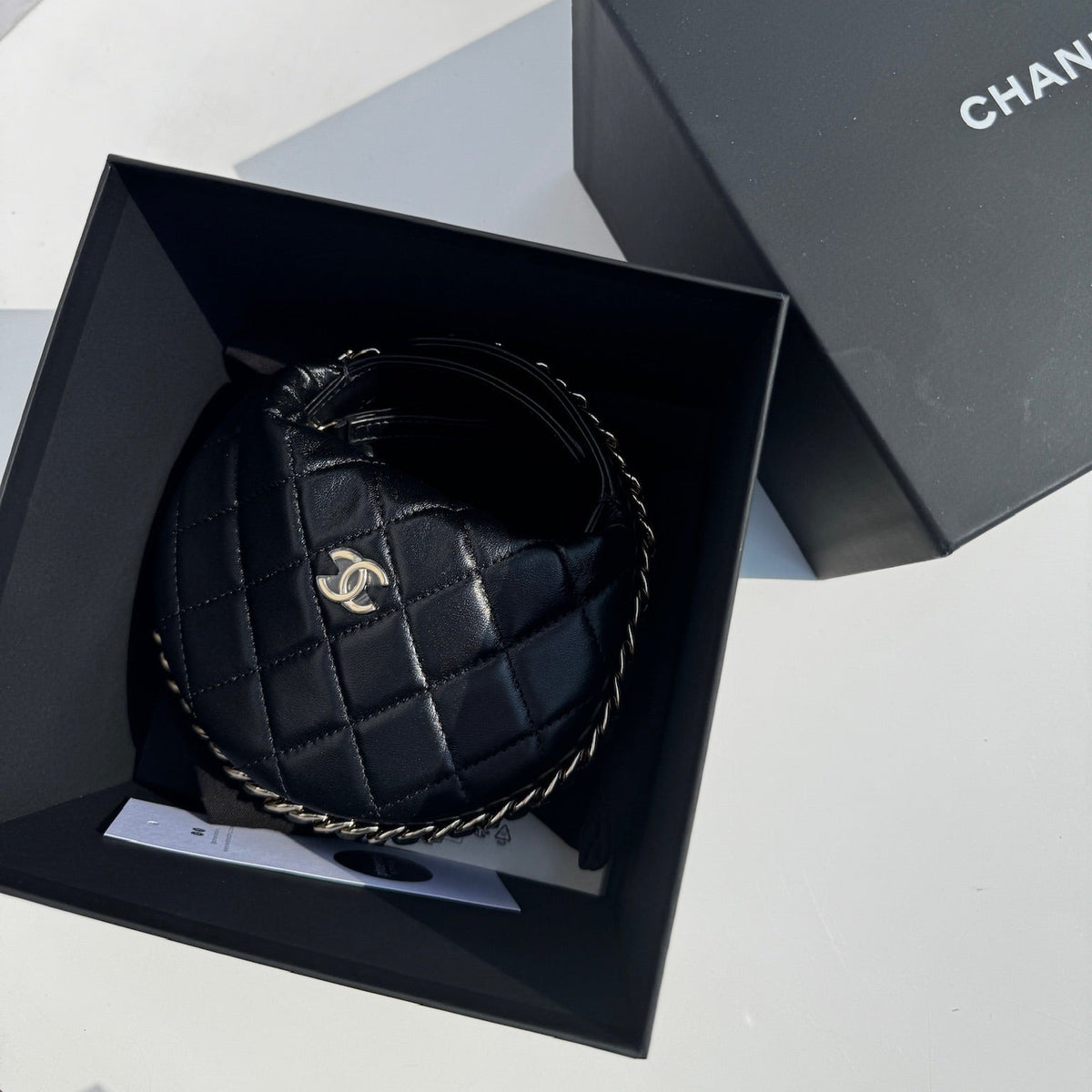 Chanel Black Quilted Mini Hoop Bag