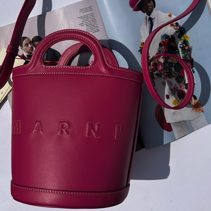 Marni Pink Leather Tropicalia Bucket Bag