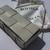 Bottega Veneta White Woven Intrecciato Casette Pochette with Chain Strap