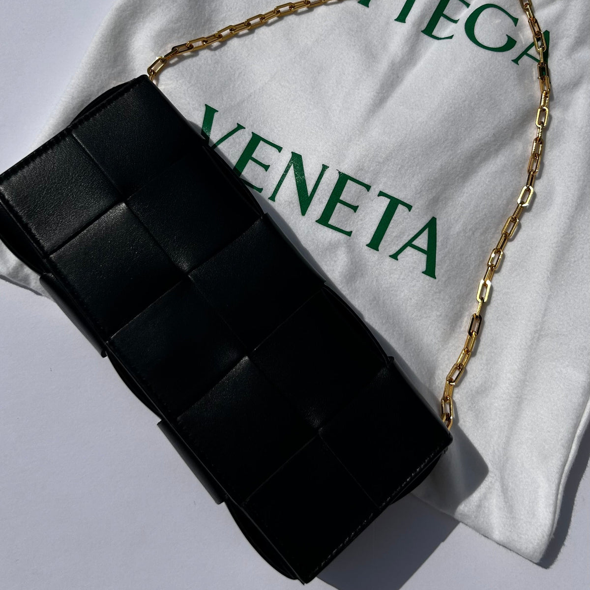 Bottega Veneta Black Woven Intreciatto Casette Pochette