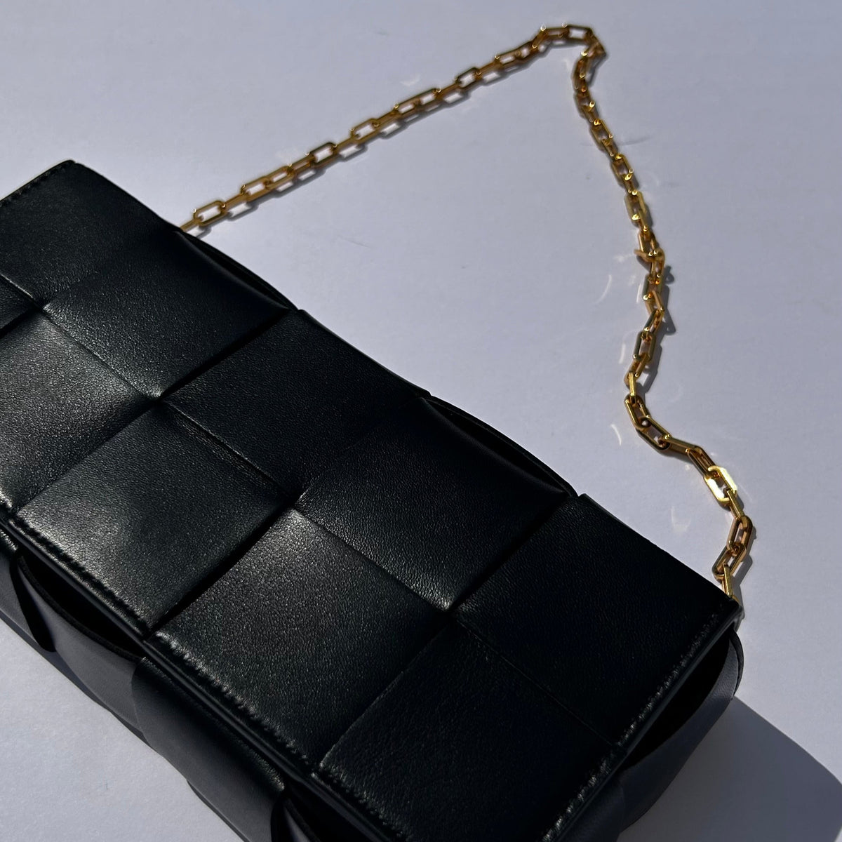 Bottega Veneta Black Woven Intreciatto Casette Pochette