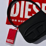 Diesel Matte Black D Logo Shoulder Bag