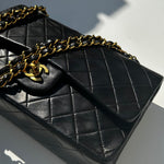 Chanel Vintage Medium Classic Black Double Flap Gold Hardware
