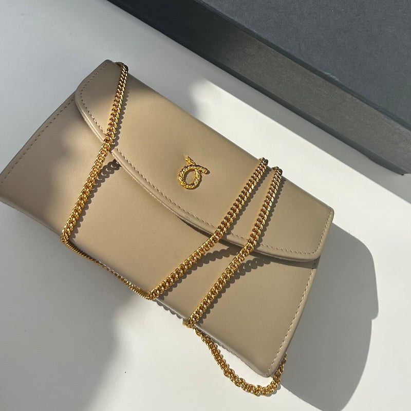 Launer London Buttermilk Leather Tosca Clutch Bag