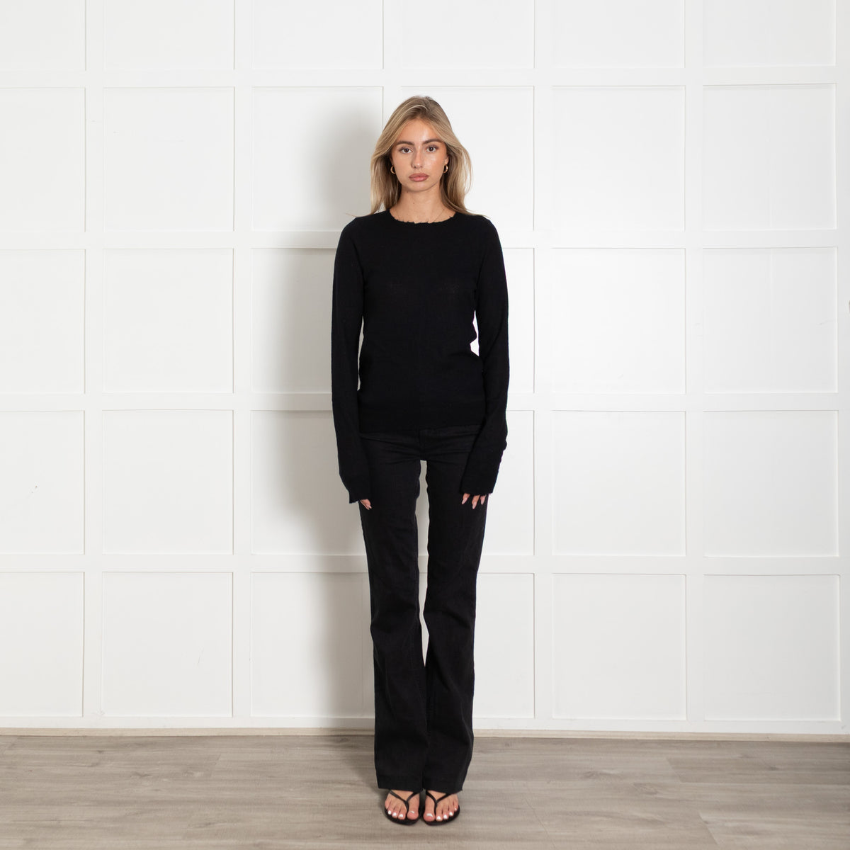 Zadig & Voltaire Preloved Black Fine Cashmere Distressed Trim Sweater