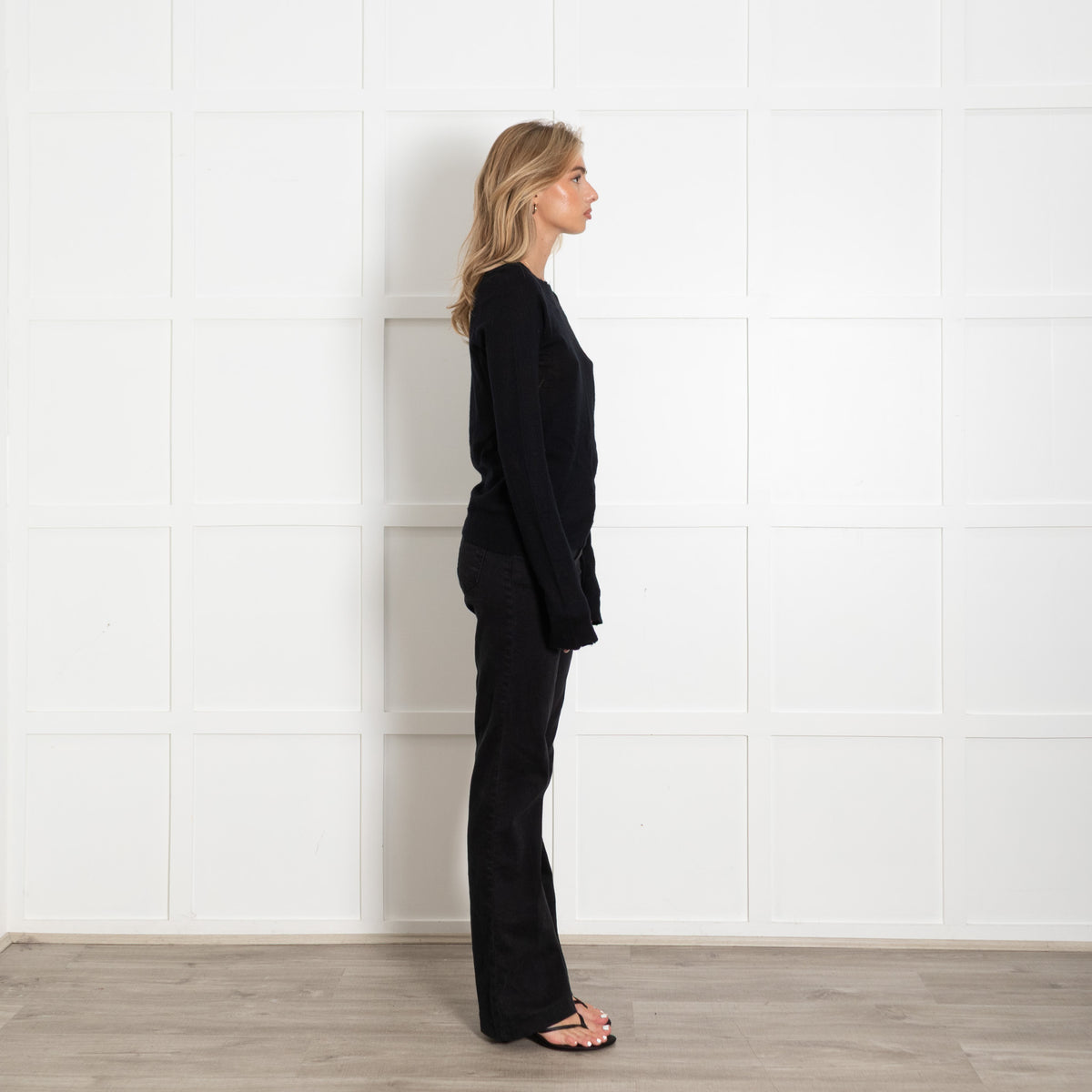 Zadig & Voltaire Preloved Black Fine Cashmere Distressed Trim Sweater