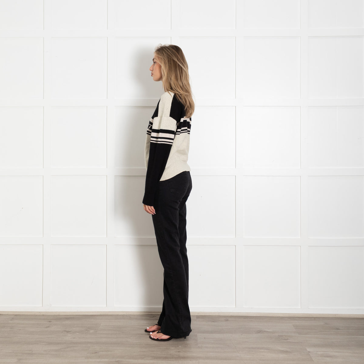 Marant Etoile Beige Cotton Wool Blend Black Logo Jumper