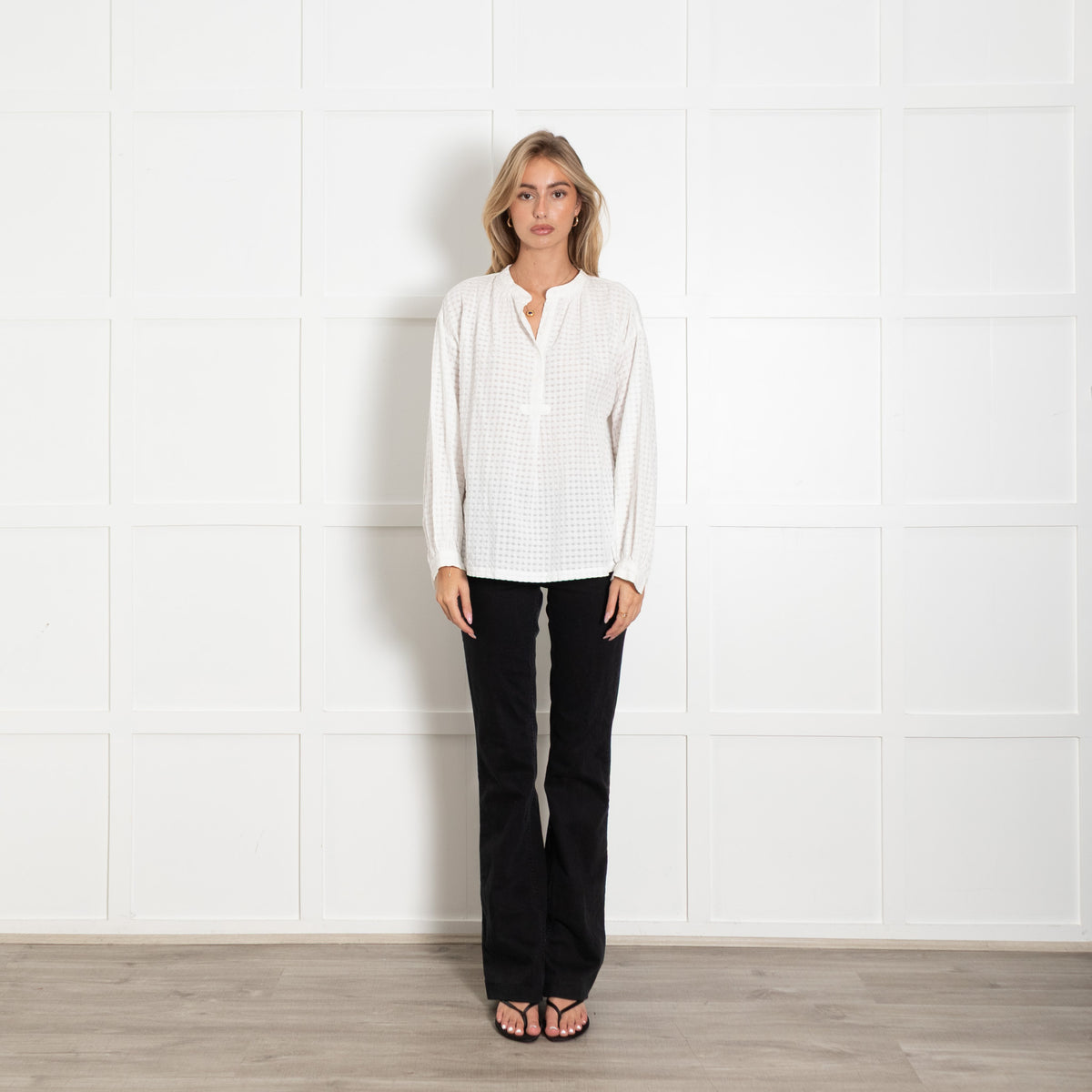 A.P.C White Cotton Gouffre Long-Sleeved Blouse