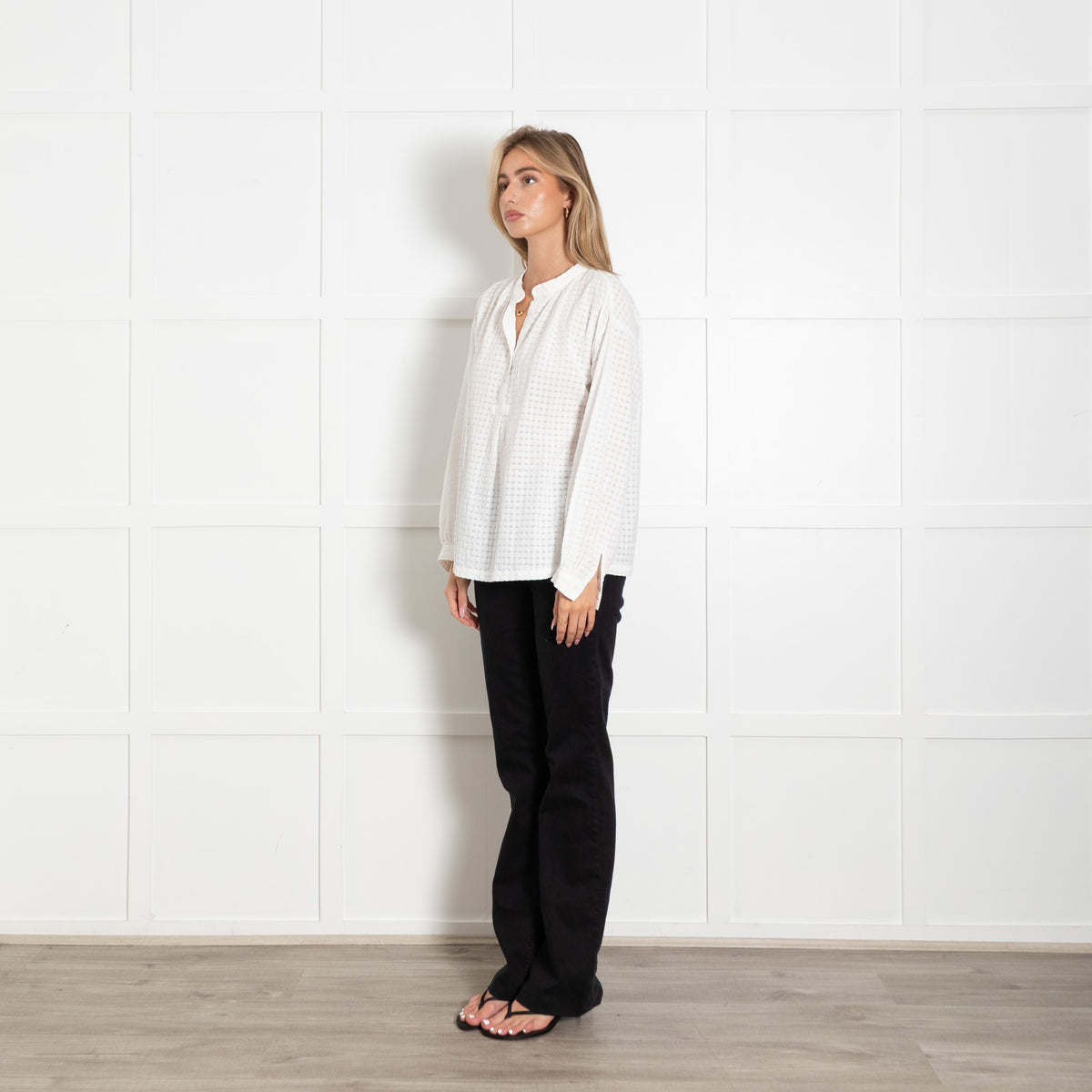 A.P.C White Cotton Gouffre Long-Sleeved Blouse