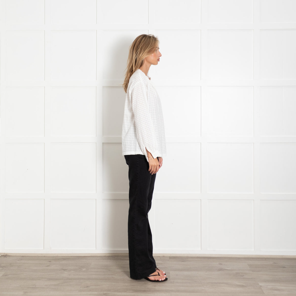 A.P.C White Cotton Gouffre Long-Sleeved Blouse